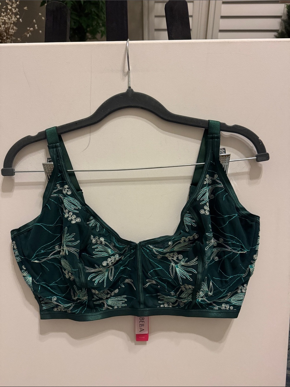 Cosabella Kalahari Curvy Bralette Color Congo Deep Green Embroidered Bra Sz XL